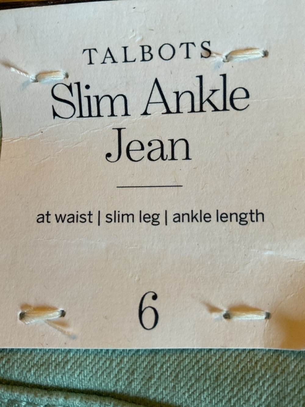 Talbots Mint Slim Ankle Jeans 2% Spandex Size 6 NWT - Picture 8 of 9